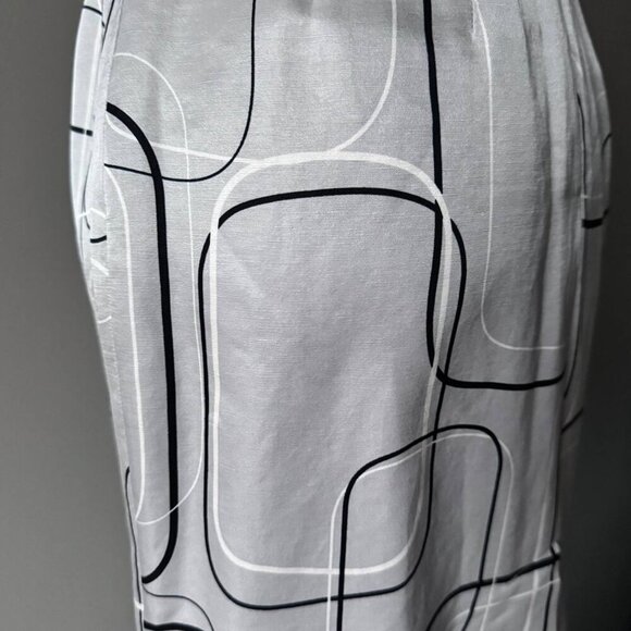 Banana Republic Unique Graphic Silk-Linen Blend Dress in Trending Silver Grey Co - Picture 5 of 8